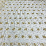 1 Yard Deluxe Beaded and Corded Bridal Lace Fabric Embroidered on Polyester Net Mesh