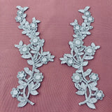 Beaded Corded Floral Lace Applique 10" x 3"