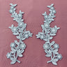 Beaded Corded Floral Lace Applique 10" x 3"