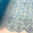 Embroidered Lace Turquoise Mesh