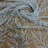 Beaded Lace Fabric Embroidered With Fuzzy Thread On 100 Percent Polyester Net Mesh - Ivory, Silver, White, Gold, 54" Wide (1 Yard)