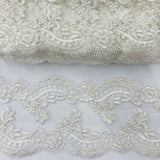 Corded Lace Trim 5" Embroidered Net Mesh
