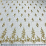 Beaded Corded Floral Bridal Lace Fabric - White, Scalloped Border, 54" Width (1 Yard)