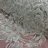 Beaded Lace Fabric on Polyester Net Mesh