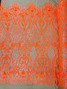 Sea Shell Sequin Damask Polyester Fabric - Iridescent Sequin Damask, 54" Width (1 Yard)