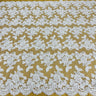 Beaded Corded Bridal Lace Polyester Fabric - Gold Metallic, Silver Metallic, White, Ivory, Rose Gold, Hunter Green, 51" Wide (1 Yard)