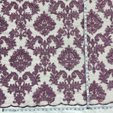 Beaded Lace Fabric on Polyester Net Mesh 56"