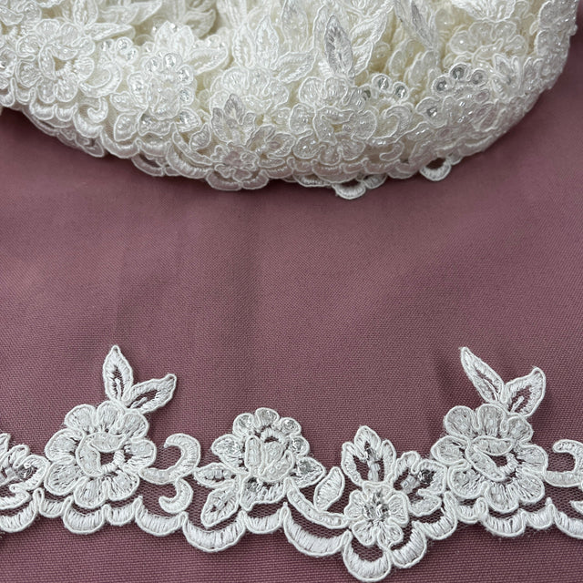 Beaded Corded Lace Trimming