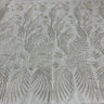 1 Yard Beaded & Corded Bridal Lace Fabric Embroidered on 100% Polyester Net Mesh