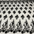 Beaded 3D Floral Lace Polyester Fabric - Black, Skin, Silver, 52" Width (1 Yard)