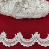Beaded Corded Lace Trim 2" White & Ivory