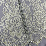 Beaded Chantilly Lace Fabric with Eyelash Scallop, Off White, 3 Yards x 56"