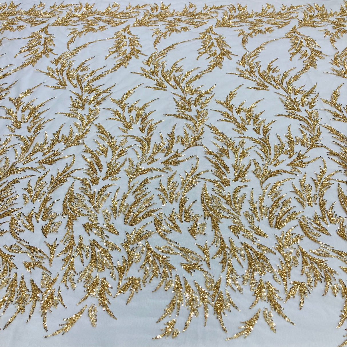 Beaded Lace Fabric on Polyester Net Mesh 54"