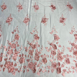 1 Yard 3D Floral Lace Fabric Embroidered on 100 Percent Polyester Soft Tulle Net Mesh White 60 inch Width