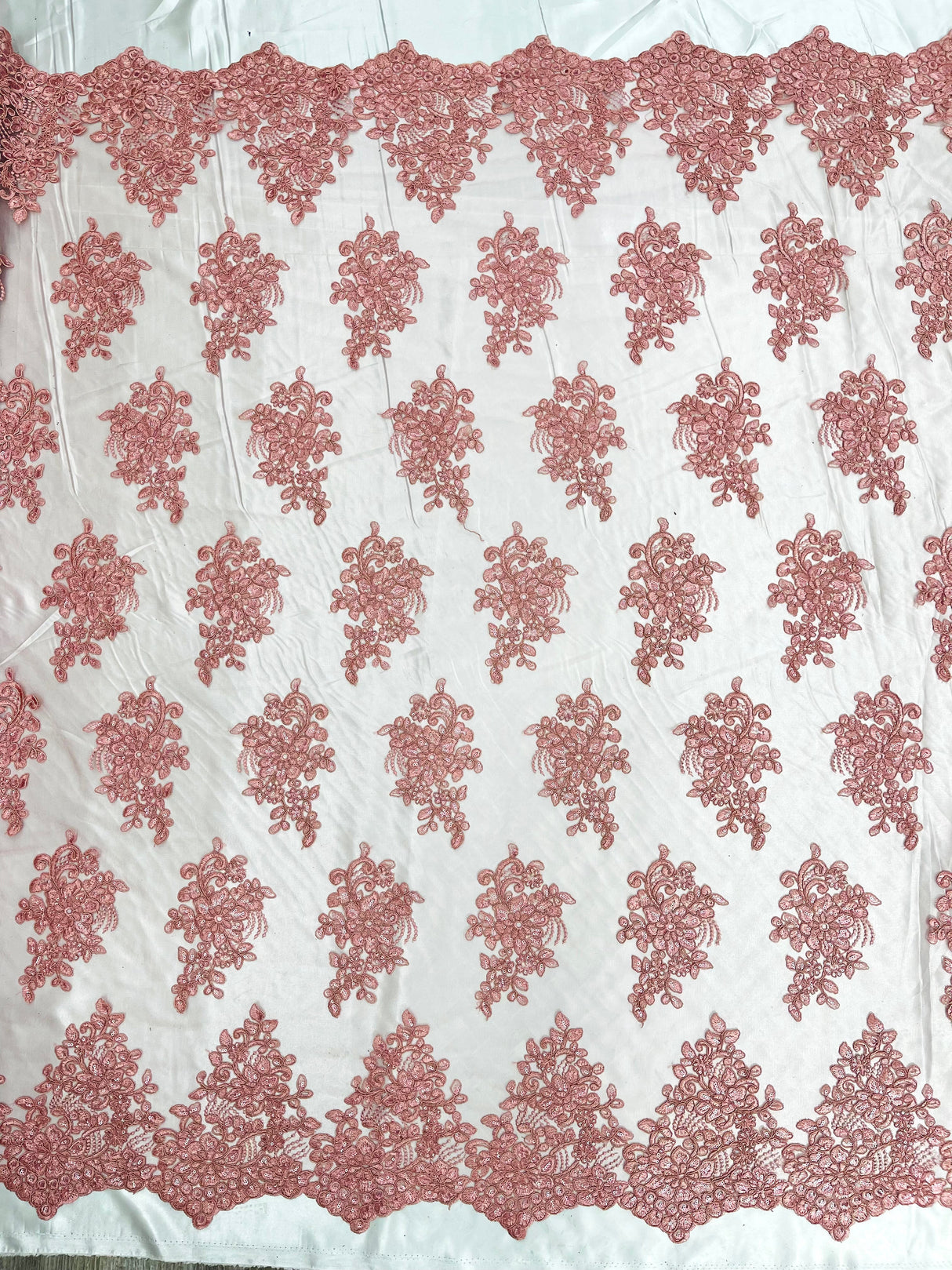Camila Embroider Floral Damask Lace Fabric - Floral Damask, 54" Width (1 Yard)