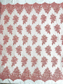 Camila Embroider Floral Damask Lace Fabric - Floral Damask, 54" Width (1 Yard)