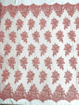 Camila Embroider Floral Damask Lace Fabric - Floral Damask, 54" Width (1 Yard)