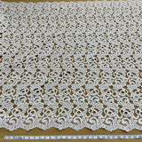 Beaded Corded Bridal Lace Ivory Mesh