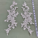 Beaded Corded Floral Lace Applique 100% Polyester Net Mesh