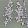 Beaded Corded Floral Lace Applique 100% Polyester Net Mesh