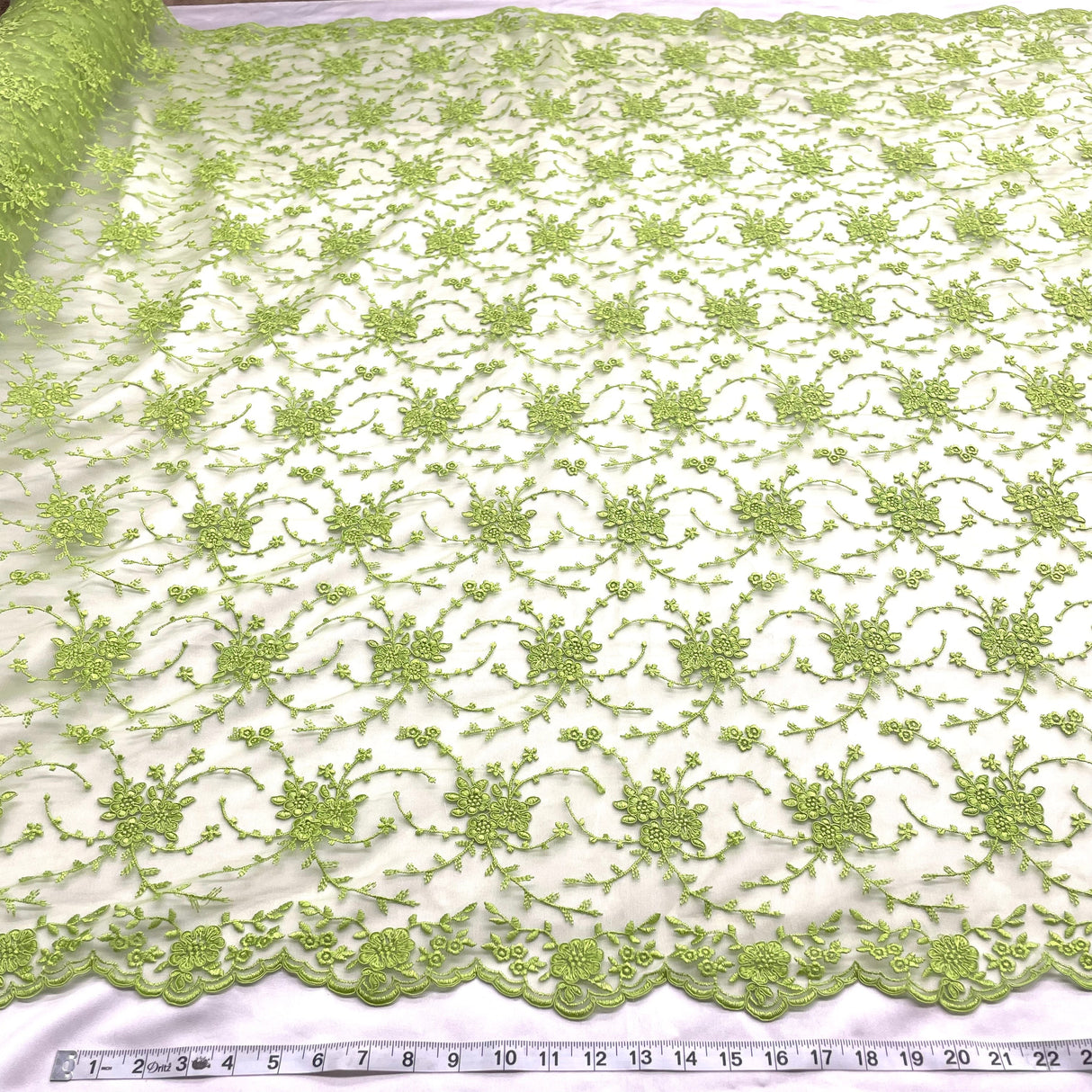 Corded Bridal Lace Fabric Ivory Mesh