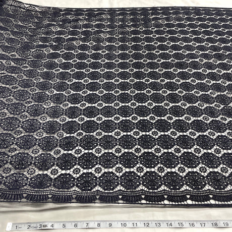 Embroidered Floral Lace Navy Mesh