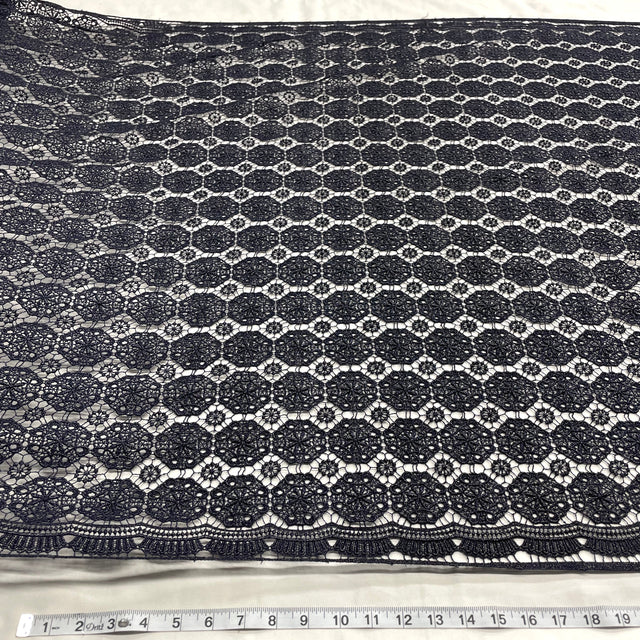 Embroidered Floral Lace Navy Mesh