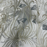 Beaded Lace Fabric Silver Mesh