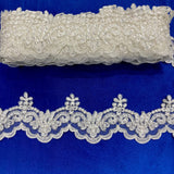 Beaded Corded Lace Trim 3" Polyester Net Mesh