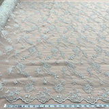 1 Yard Beaded and Corded Bridal Lace Fabric Embroidered on Polyester Net Mesh for Elegant Wedding Gowns – 50"