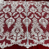 1 Yard Beaded and Corded Bridal Lace Fabric White