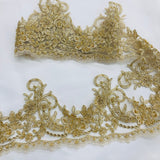 Beaded Corded Lace Trim 100% Polyester Net Mesh