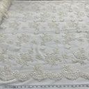 1 yarda de exquisita tela de encaje con cuentas y lentejuelas bordada sobre malla de red de poliéster Ancho 54 pulgadas