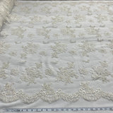 1 Yard Exquisite Beaded Lace Fabric Embroidered with Sequins on Polyester Net Mesh
