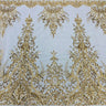 1 Yard Elegant Beaded Lace Fabric Embroidered on Polyester Net Mesh