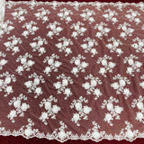 Beaded 3D Floral Lace Fabric White 51"