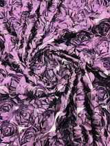 3D Roses On A Mesh Fabric - 54" Width, Color Options (1 Yard)