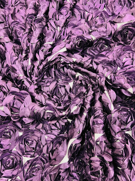 3D Roses On A Mesh Fabric - 54" Width, Color Options (1 Yard)