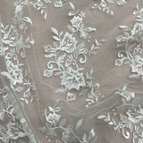Corded Floral Lace Fabric Ivory