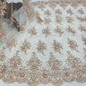 1 Yard Beaded Lace Fabric Embroidered 100 Percent Polyester Net Mesh 50 inch Width