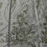 Beaded Lace Fabric Antique Silver