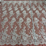 1 Yard Silver Corded Bridal Lace Fabric Embroidered on Polyester Net Mesh Floral Design 54 Inch Width