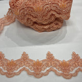 Beaded Corded Lace Trim on Net Mesh