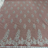 Beaded Corded Floral Bridal Lace Fabric - White, Scalloped Border, 54" Width (1 Yard)