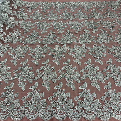 Beaded Corded Bridal Lace Fabric 51" Wide
