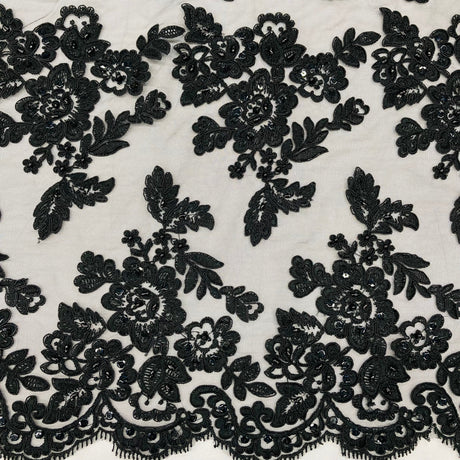 Beaded Corded Bridal Lace Fabric 50" Wide