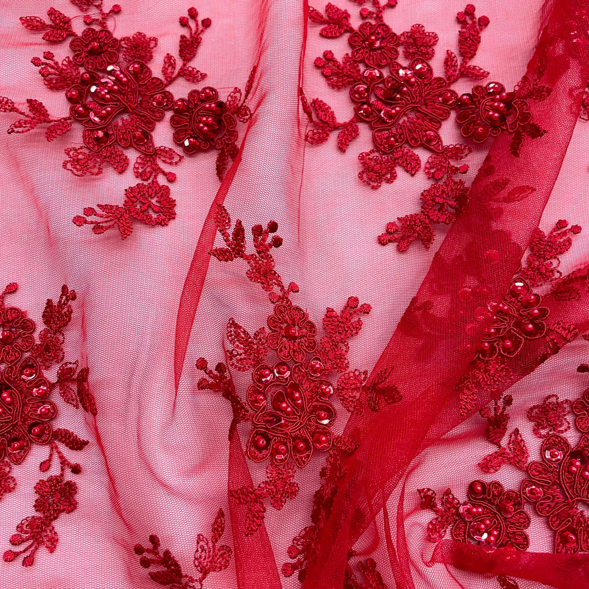 Beaded Corded Bridal Lace Mesh