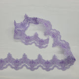 Beaded Corded Lace Trimming 100 Percent Polyester Net Mesh Fabric - Embroidered, 3" Wide, Multiple Colors (1 Yard)