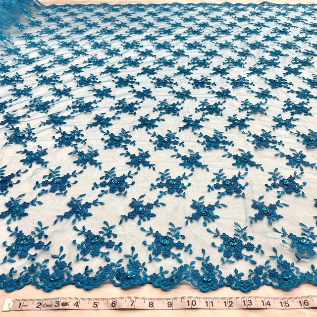 Beaded Corded Bridal Lace Fabric 52" Wide