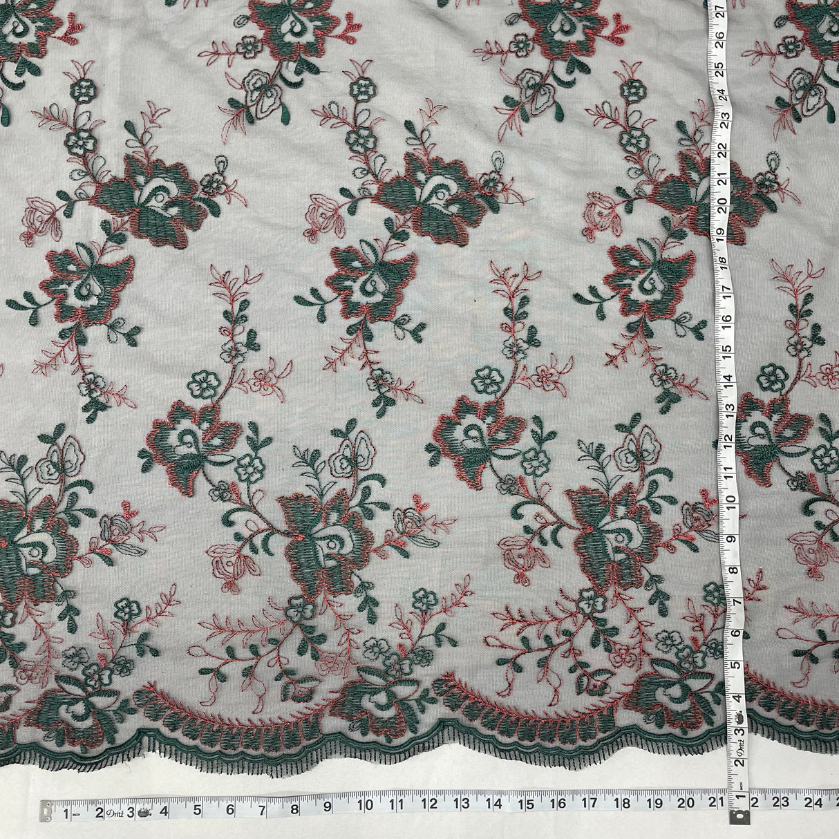 Lace USA 100 Percent Polyester Net Mesh Fabric - Embroidered Lace, 51" Width (1 Yard)